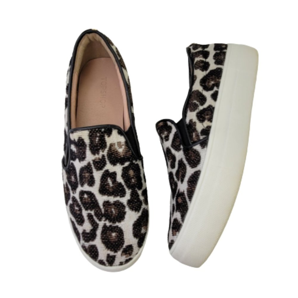 Topshop Leopard Print Canvas Slip On Streetwear S… - image 1